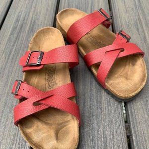 Birkenstock Sandals Size 37 Reg Dark Red Leather